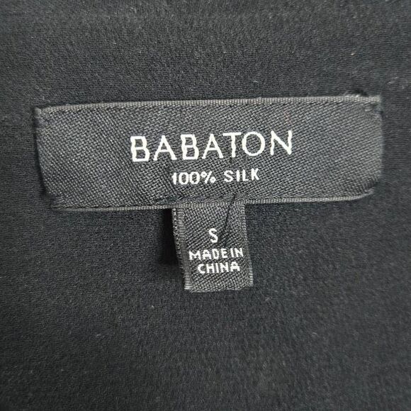 Babaton Blouse Women's Size Small 100% Silk Draped Black Semi Sheer 3/4 Sleeve - Picture 5 of 5